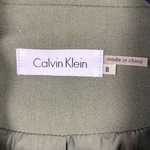 Calvin Klein Double Breasted Military Green Button Front Dress Sleeveless sz 8 - Picture 12 of 14